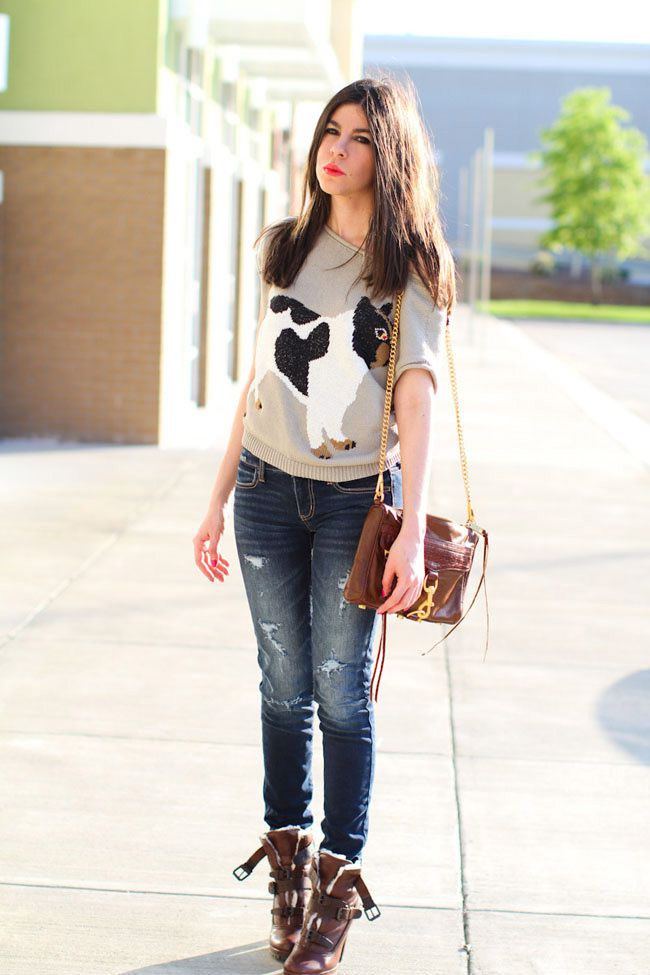 Cropped knit, Dolce Vita shearling boots, American Eagle jegging, Rebecca Minkoff leather bag, Cancan, Fashion outfit,