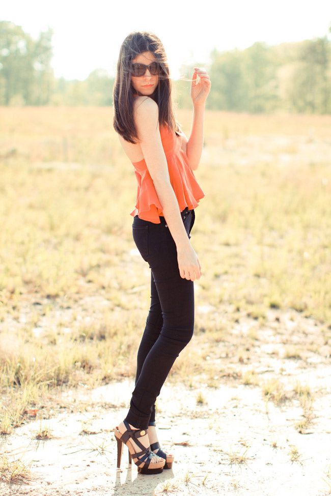 BDG Skinny jeans, Balenciaga platform sandals, Halston sunglasses, Urban Outfitters, Ysterike blouse, Fashion