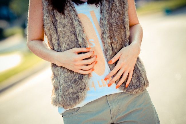 Faux Fur Vest, Rosie Huntington-Whiteley, Coachella Fashion