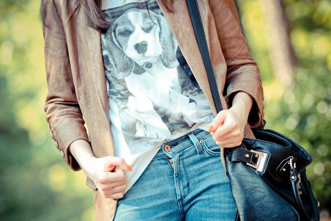 Brashy Couture T-Shirt, Burning Torch Brown Leather Jacket, James Jean Twiggy Karma Skinny Jeans, Socialite bag, Wanted espadrille wedges