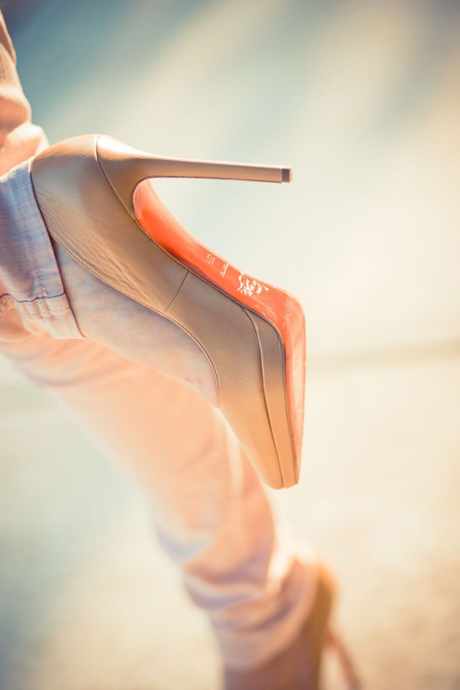 Minkpink Nevermind Jumper, Christian Louboutin Pigalle 120 Patent Pumps, Asos Lace-Up Pink Jeans, HM rosette clutch