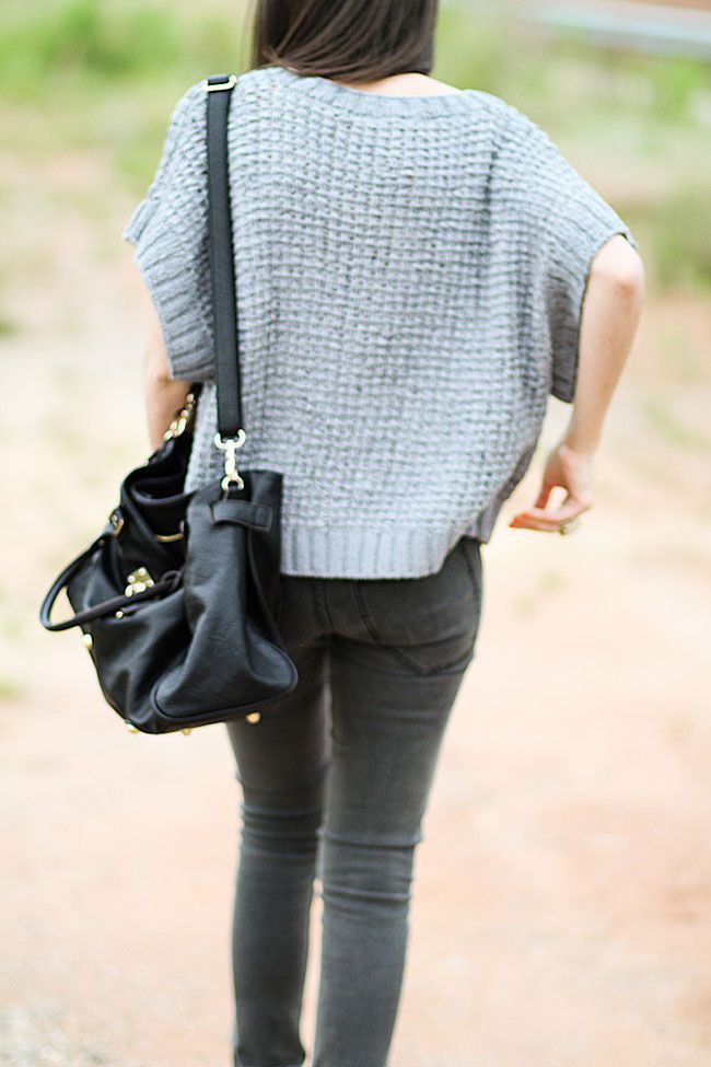 Chunky Knit Sweater, Fashion Outfit, Black Leather Paddington Bag, Cheap Monday Skinny Jeans