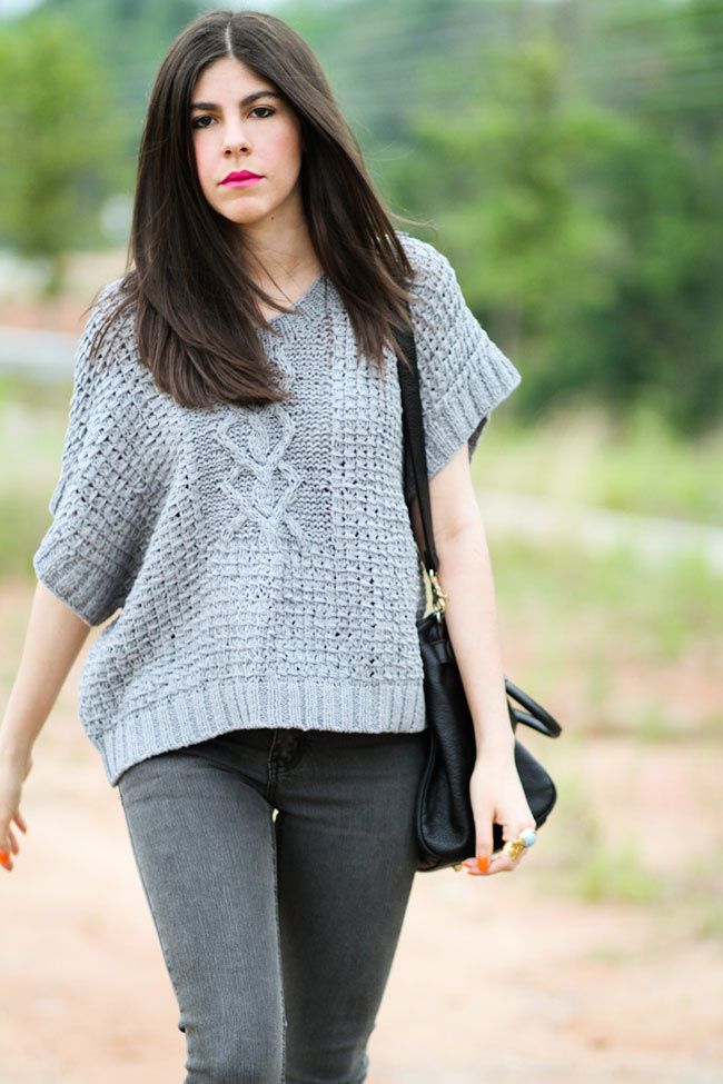 Cheap Monday Skinny Jeans, Chunky Cable Knit Sweater, Senso Pony Hair ankle boots, Paddington leather bag