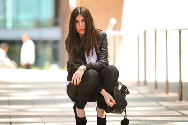 Skinny jeans, Bomber Jacket, Asos Pumpkin, Fashion Outfit, White Blouse