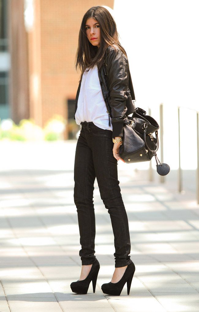 Skinny jeans, Bomber Jacket, Asos Pumpkin, Fashion Outfit, White Blouse