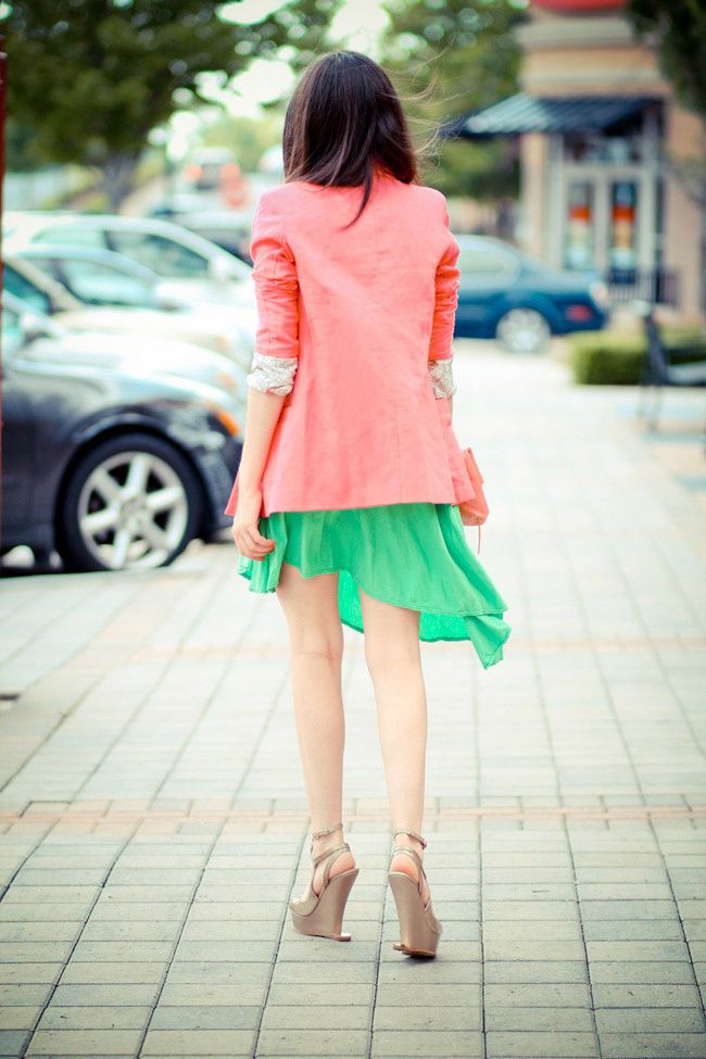 Color Blocking, Bright Green Dress, Moschino platform wedges, Balenciaga clutch, Neon Fashion