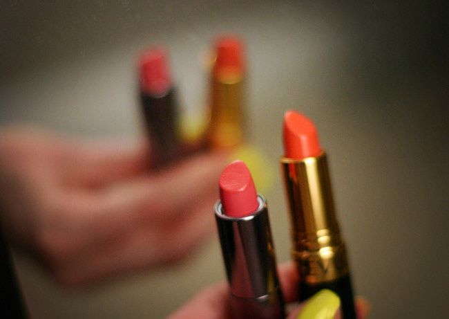 Cover Girl's Lip Perfection Lipstick in Fairy Tale, Revlon Lipstick in Siren, Neon nail polish