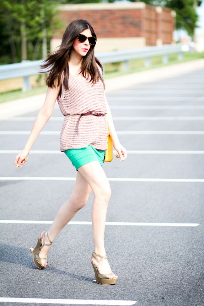 outfit, body con skirt, karen walker sunglasses, Moschino, Kain label, Fashion, Yellow Leather Satchel