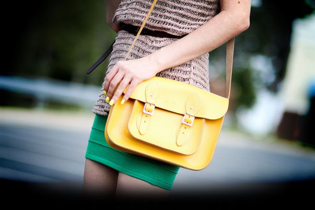 outfit, body con skirt, karen walker sunglasses, Moschino, Kain label, Fashion, Yellow Leather Satchel
