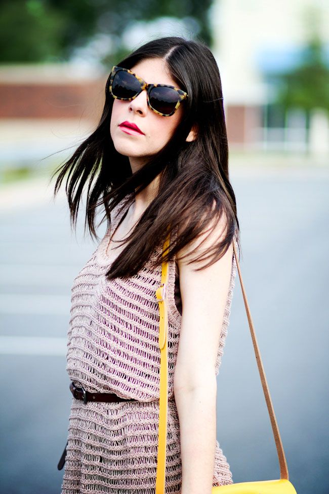 outfit, body con skirt, karen walker sunglasses, Moschino, Kain label, Fashion, Yellow Leather Satchel