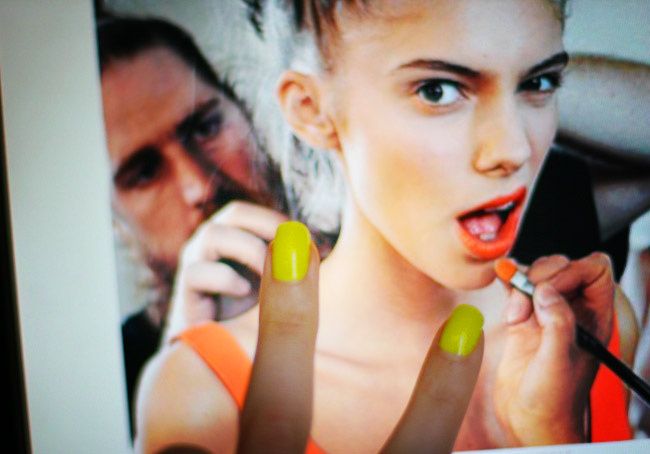 Neon Nail Polish, Orange lipstick, Fendi, Tumblr