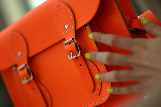 Cambridge Satchel Company Fluorescent Neon bag, Fashion, Elle magazine