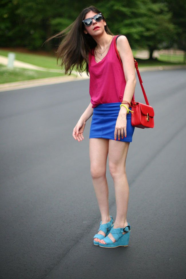 Color Blocking Fashion outfit, Ray ban wayfarers