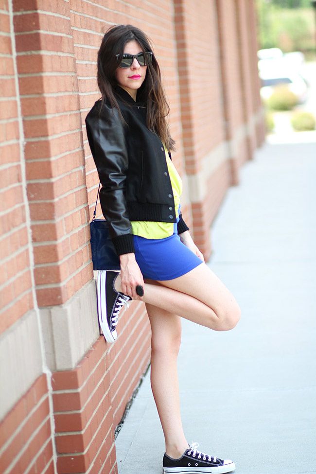 American College Varsity Jacket, Chuck Taylor Converse, Fashion Outfit