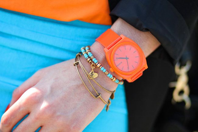 Color Blocking, Converse All Star, Fashion Outfit, Nixon Neon Watch