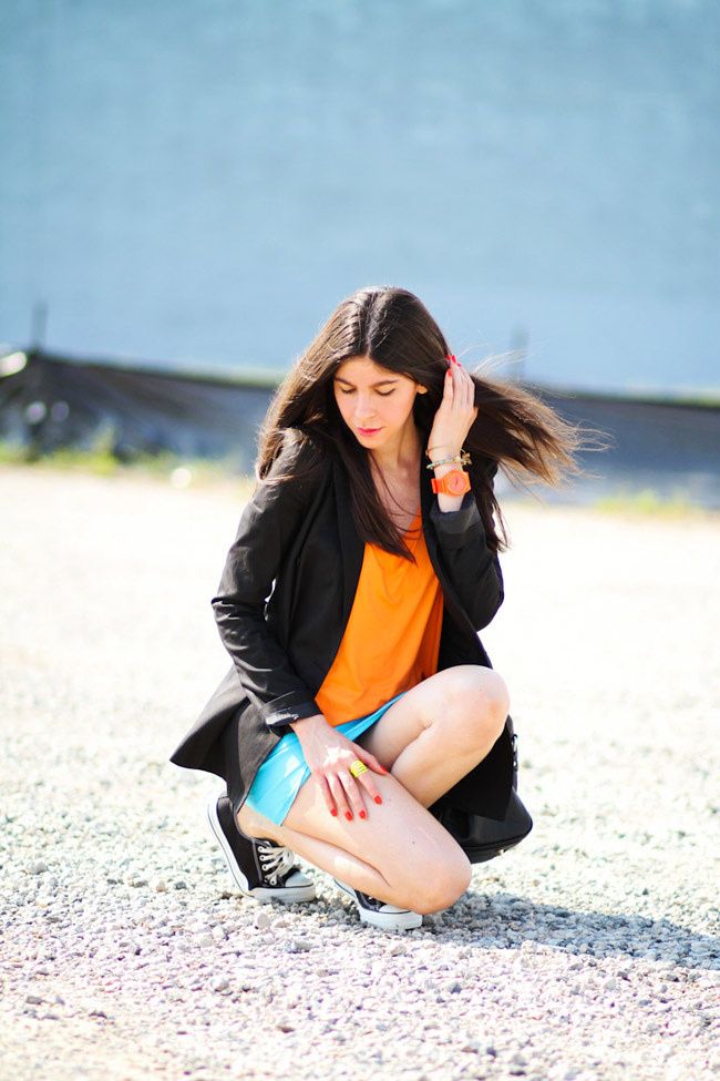 Color Blocking, Converse All Star, Fashion Outfit, Nixon Neon Watch