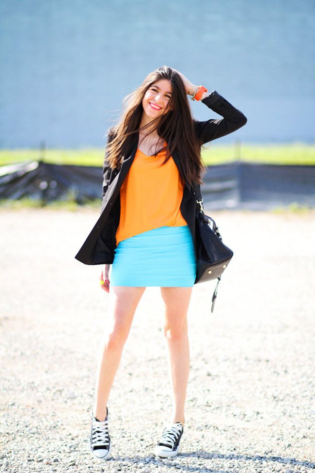 Color Blocking, Converse All Star, Fashion Outfit, Nixon Neon Watch