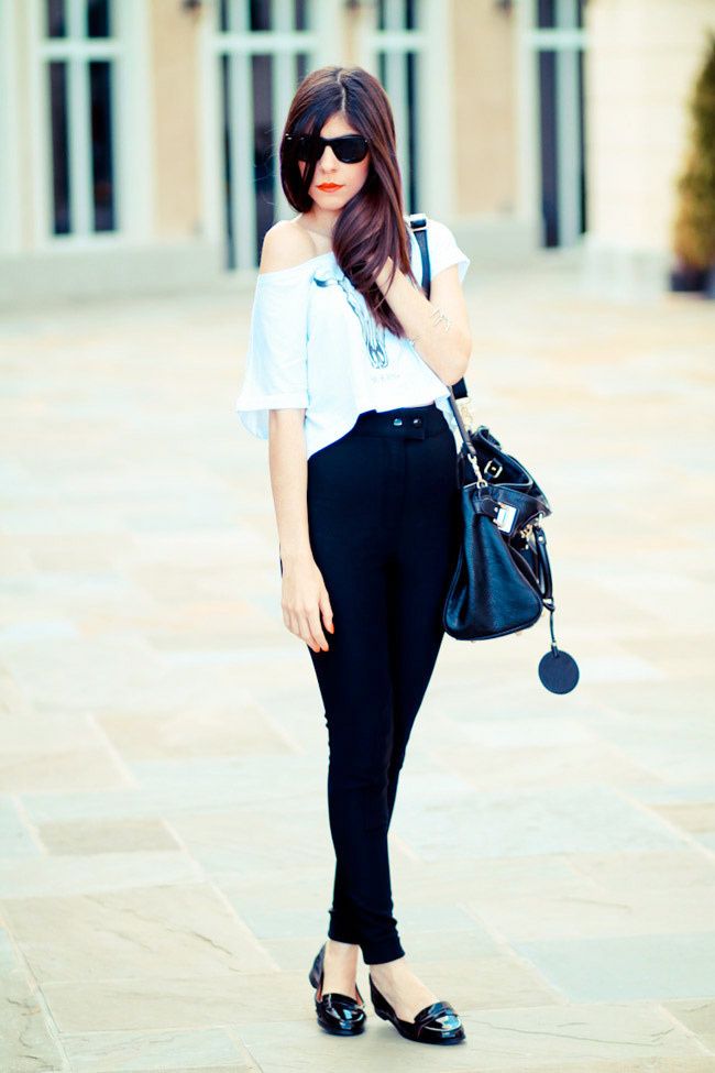 American Apparel riding pants, Ray Ban Wayfarer sunglasses, Patent Penny Loafers, Fashion outfit