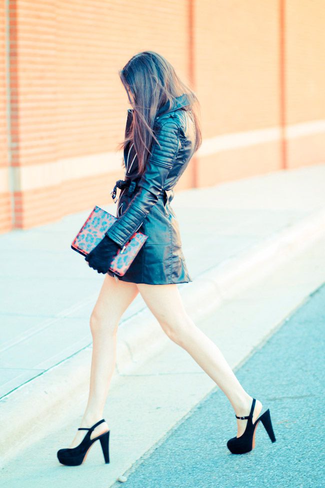 Leather Trench Coat, Marni Platforms, Ray Ban Wayfarer sunglasses, Fashion Outfit