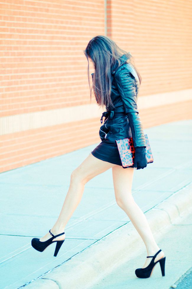 Leather Trench Coat, Marni Platforms, Ray Ban Wayfarer sunglasses, Fashion Outfit