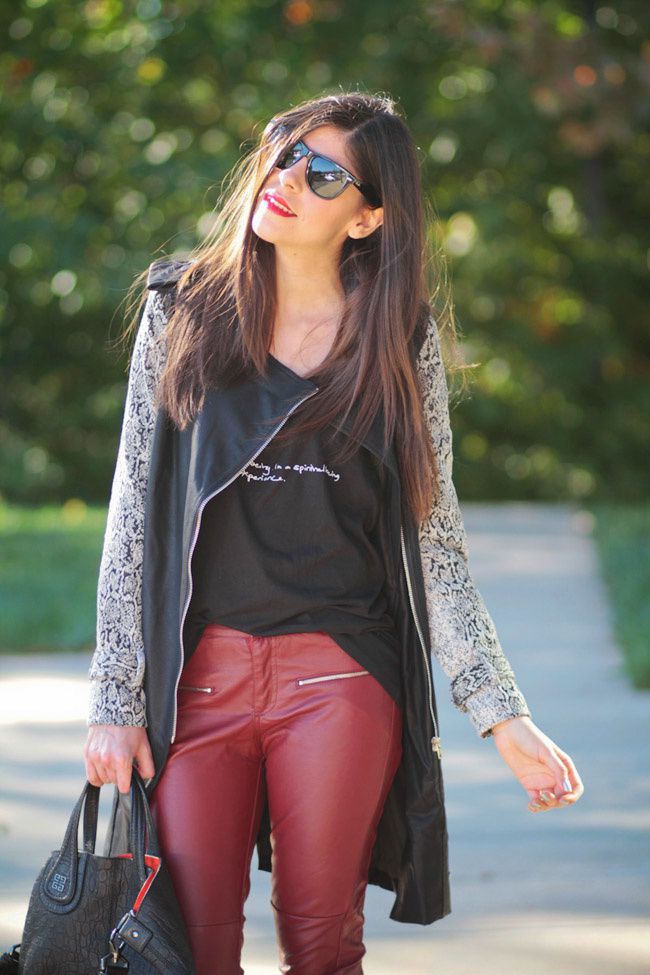 Leather pants, Stella McCartney Morgana heels, Givenchy Nightingale reptile large shopper, Fashion outfit