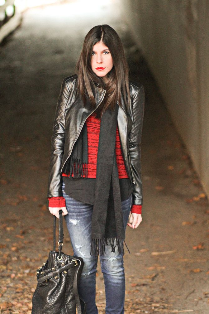 Alexander Wang Diego bucket bag, Topshop Ambush ankle boots, Acne boots, American Eagle skinny jeans Lauren Conrad, Rag & Bone Sweater, Fashion Outfit