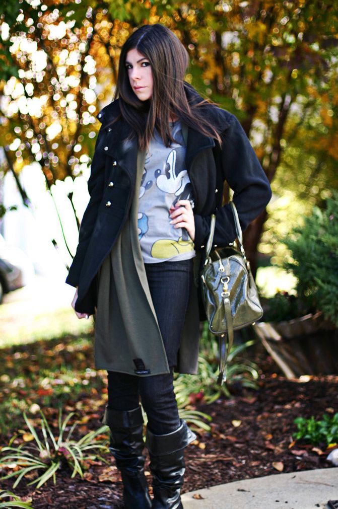 Mickey Mouse Disney Couture Shirt, Lodis handbag, Gossip girl, Gucci boots, Fashion Outfit