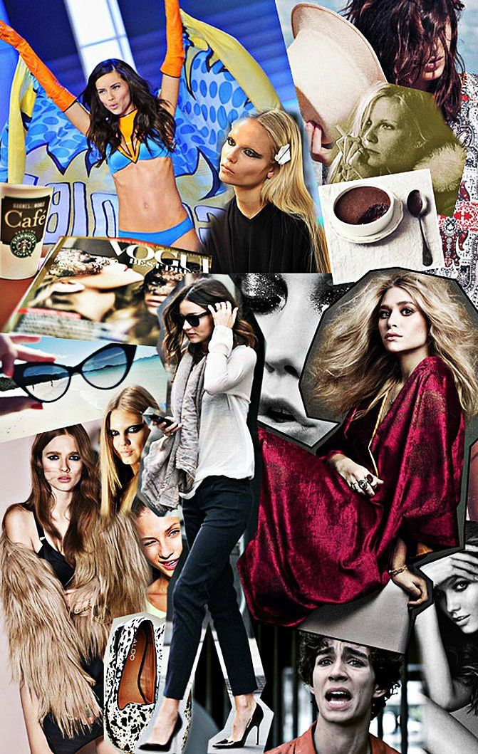 Victoria's Secret Fashion Show, Bambi Northwood-Blyth, Miranda Kerr style, Fashion collage, Starbucks, Misfits, Ashley Olsen