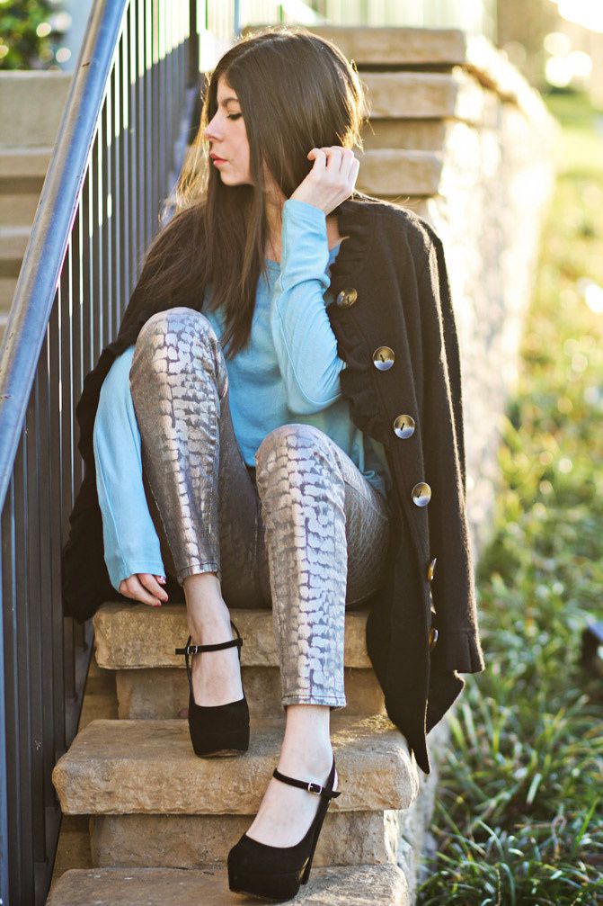 Stylemint Mary Kate and Ashley Olsen, Marni platforms, Alexa Chung, metallic snakeskin jeans, Fashion outfit