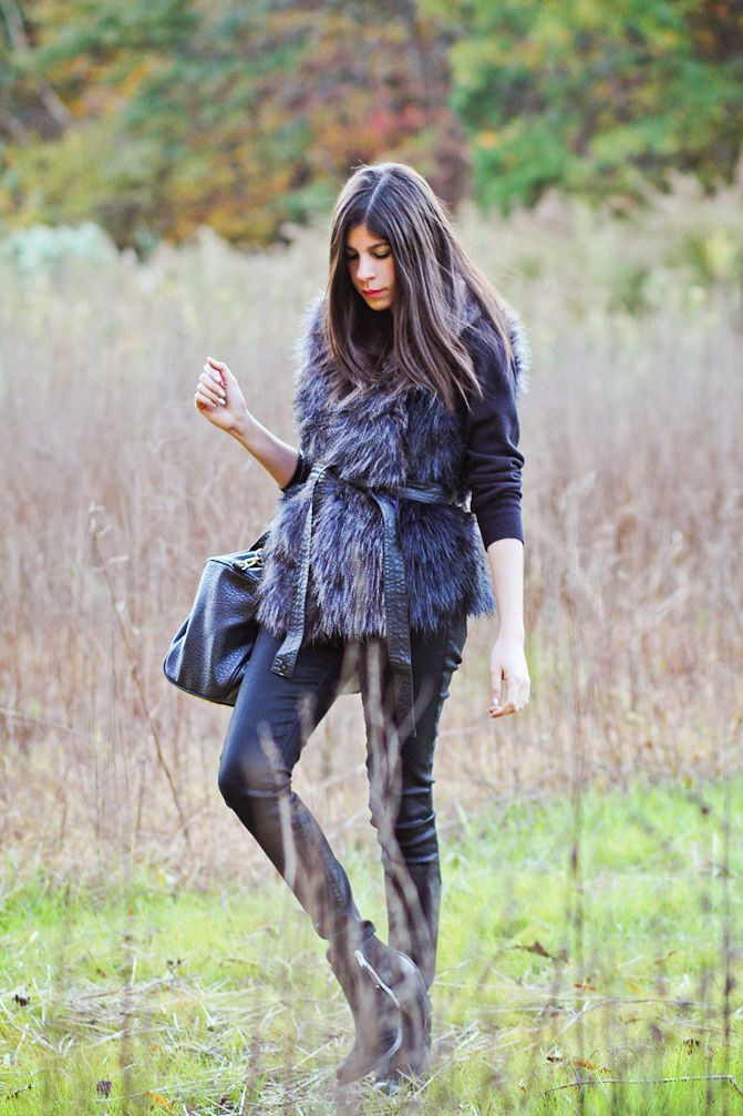 HM Fur Vest, Topshop Ambush, Alexander Wang Rocco Duffel, Fashion Outfit
