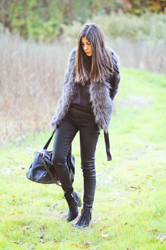 HM Fur Vest, Topshop Ambush, Alexander Wang Rocco Duffel, Fashion Outfit