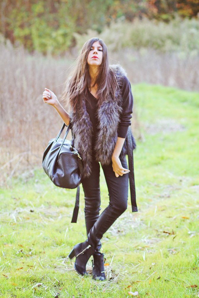 HM Fur Vest, Topshop Ambush, Alexander Wang Rocco Duffel, Fashion Outfit