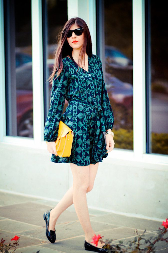 Kelly Green dress, Marc Jacobs henry watch, Penny loafers