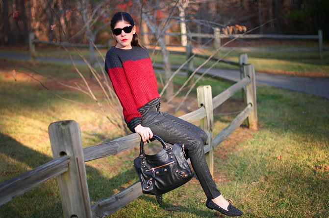 J Brand Glitter Jeans, Balenciaga Arena Giant City handbag, Two Tone Isabel Marant inspired Fashion Outfit