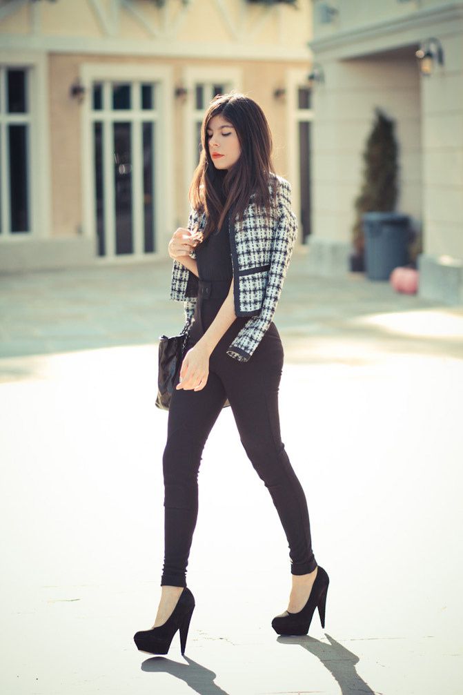 Chanel bag, Fashion outfit, Chanel boucle jacket, Asos pumpkin heels