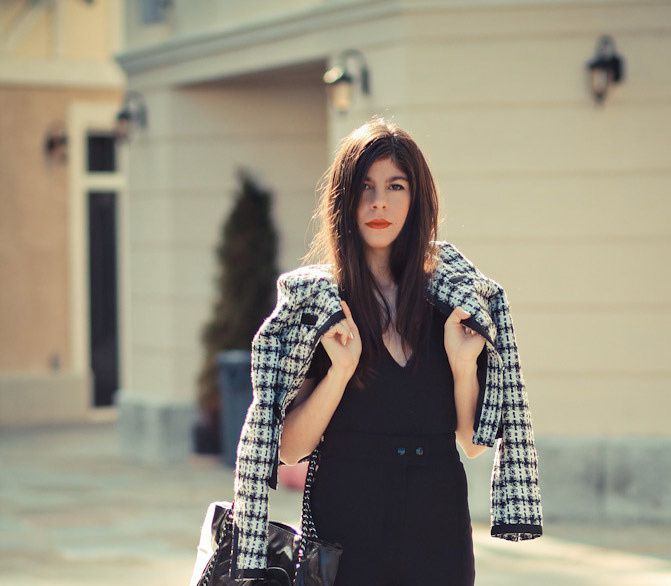 Chanel bag, Fashion outfit, Chanel boucle jacket, Asos pumpkin heels