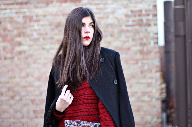 Zara clutch, Topshop over the knee boots, Zipper coat, Fashion outfit