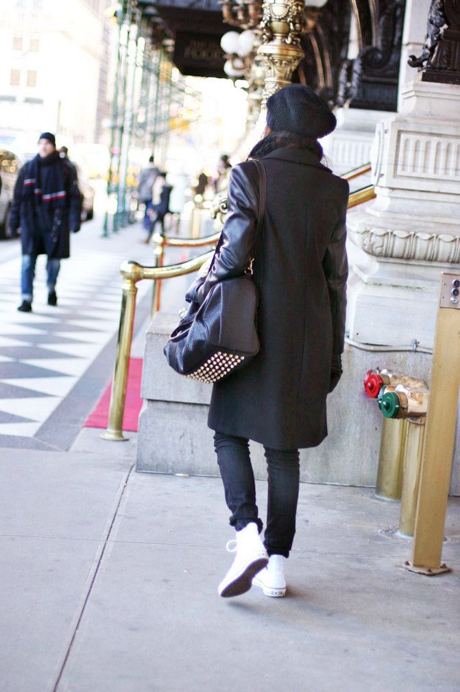Plaza Hotel New York, Zara coat, Fashion, Converse, Alexander Wang Rocco duffel, outfit
