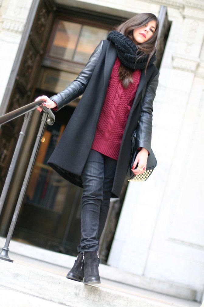 Zara coat with leather sleeves, Topshop ambush boots, Alexander Wang Rocco Duffel bag, Fashion, Outfit