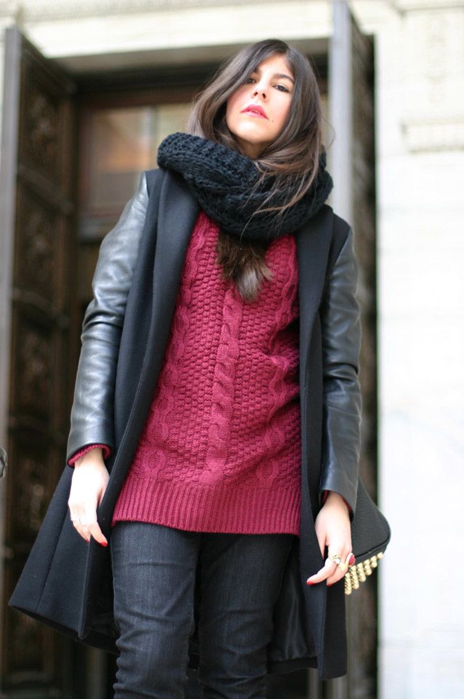 Zara coat with leather sleeves, Topshop ambush boots, Alexander Wang Rocco Duffel bag, Fashion, Outfit