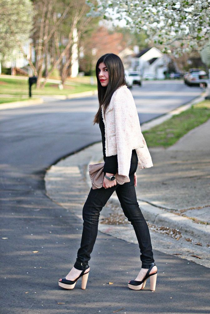 Chanel Jacket, Marc jACOBS BOW BAG, Zara sandals, Fashion, Outfit