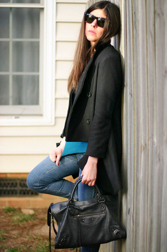 Balenciaga classic city bag, Matt Bernson boots, Olivia Palermo, fashion, Ray Ban Wayfarer sunglases