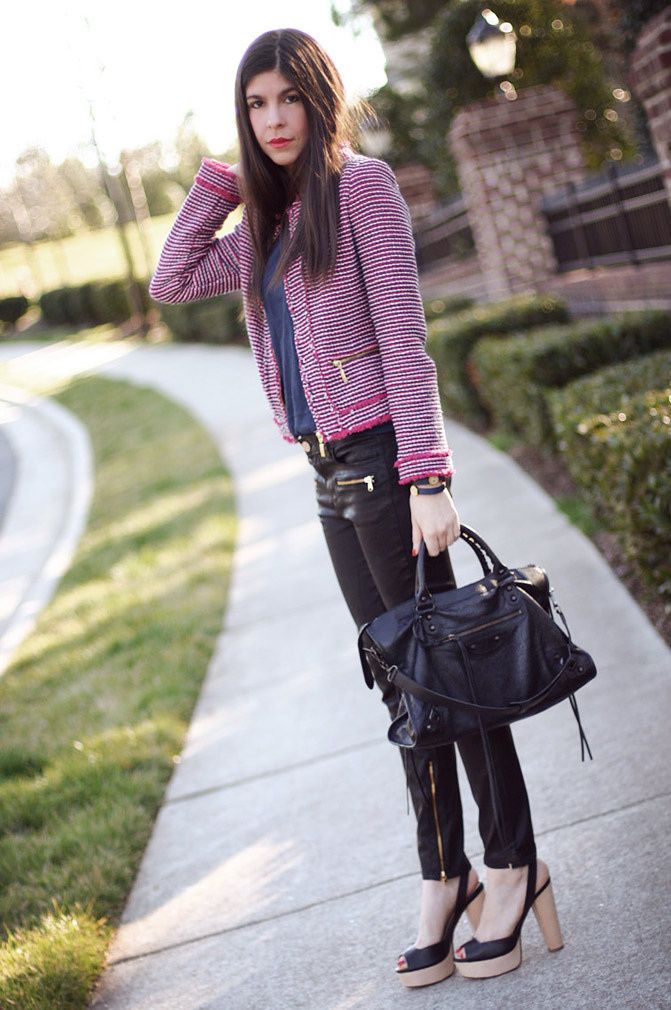 Zara blazer, Leather leggings, Balenciaga classic City bag, Fashion