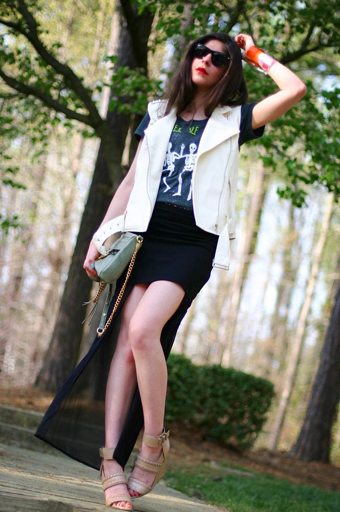 Rebecca Minkoff Mac, Alexander Wang wedges, Fashion, sheer high low maxi