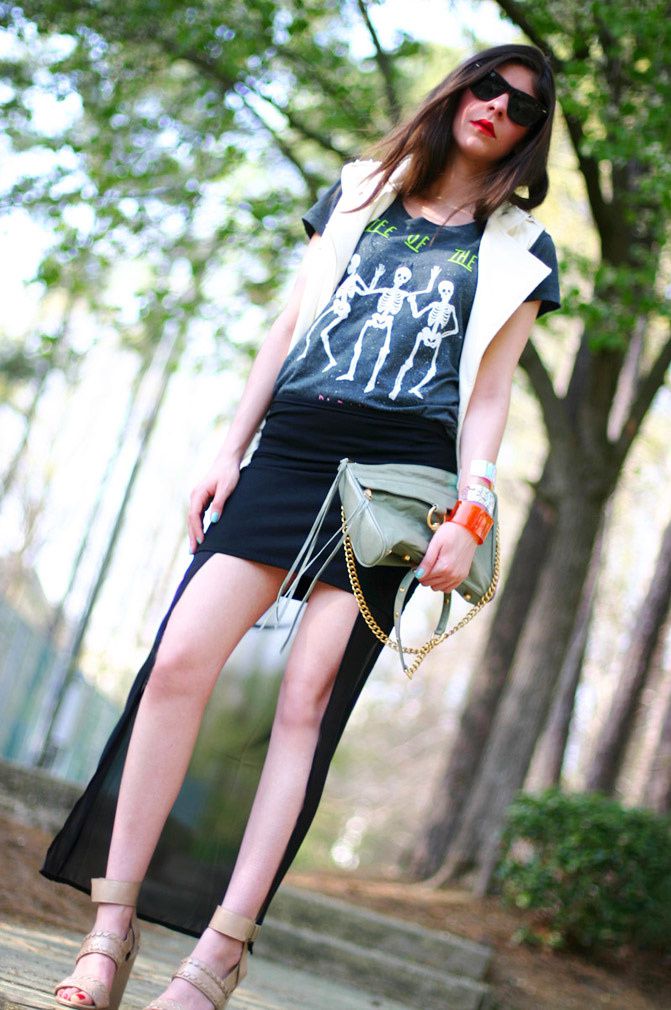 Rebecca Minkoff Mac, Alexander Wang wedges, Fashion, sheer high low maxi