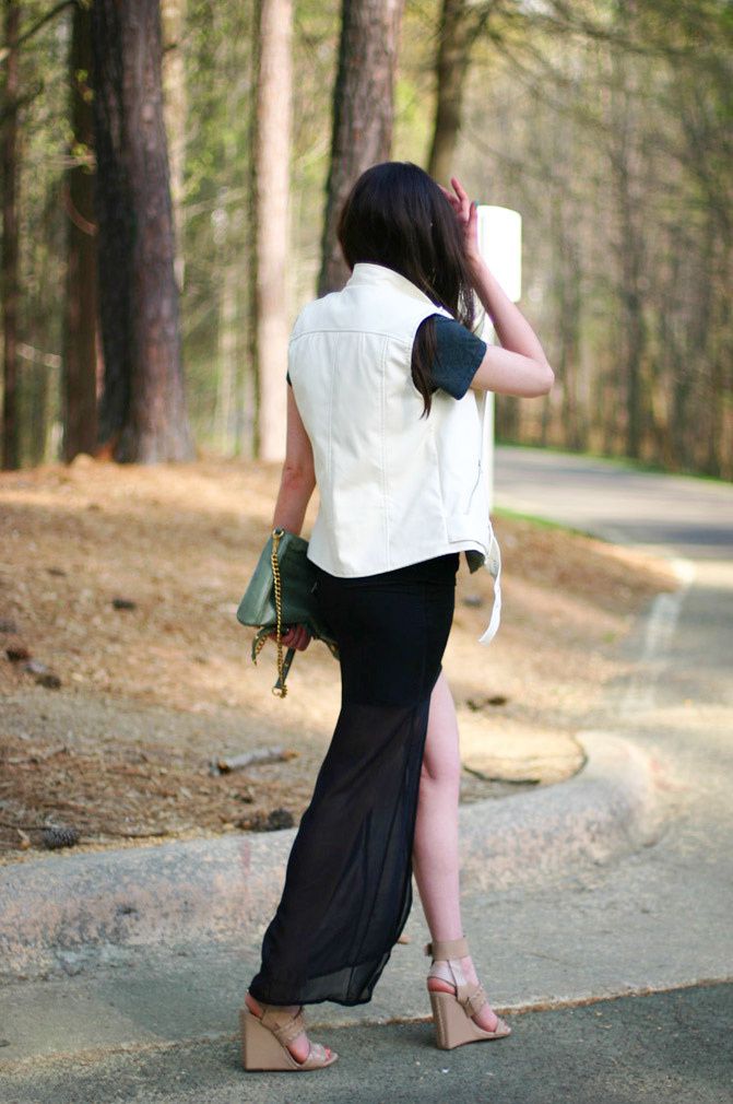 Rebecca Minkoff Mac, Alexander Wang wedges, Fashion, sheer high low maxi