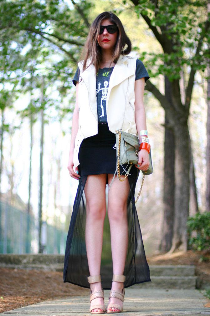 Rebecca Minkoff Mac, Alexander Wang wedges, Fashion, sheer high low maxi