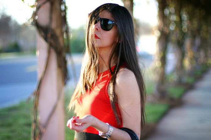 Armani Exchange Red Maxi Dress, Balenciaga Classic City Bag, Stella McCartney patent slingback heels, Fashion