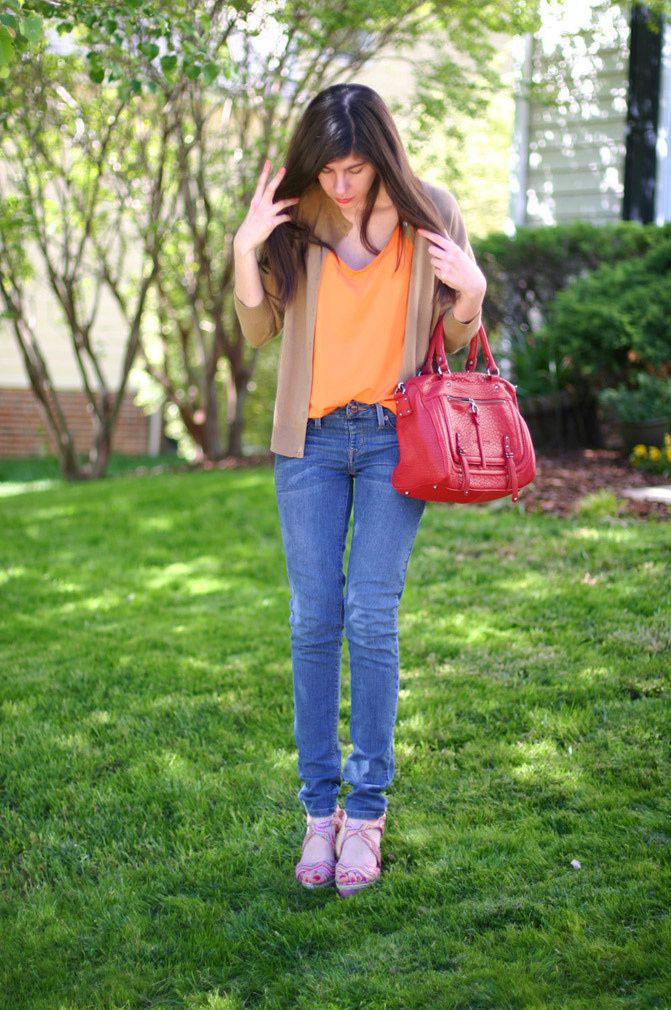 Lancaster Paris red bag, Espadrille wedges, Fashion outfit
