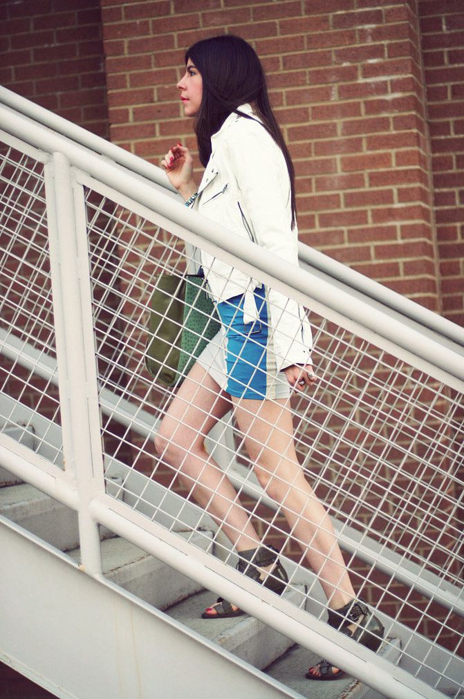 Neon scuba dress, alexander wang sandals, fashion, leather jacket, outfit